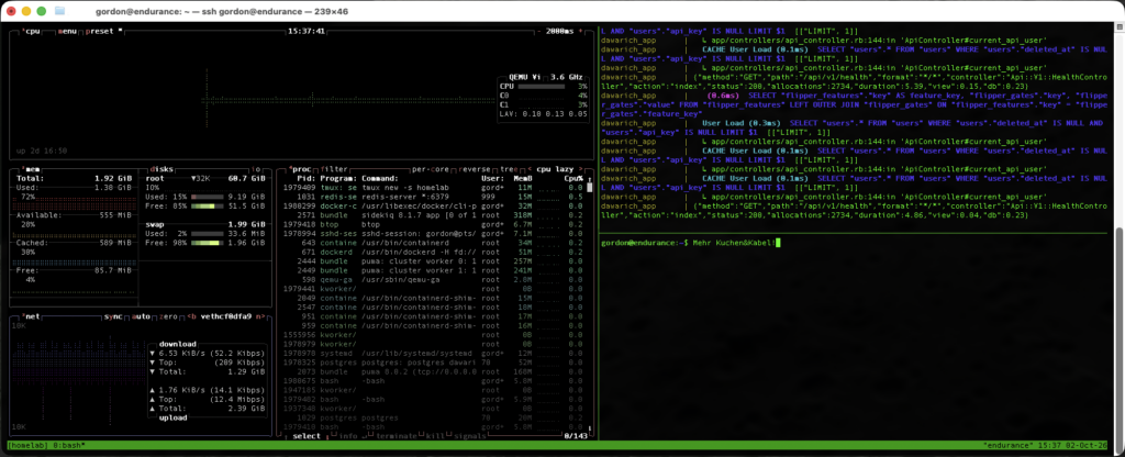 Das ist mit tmux im Terminal möglich